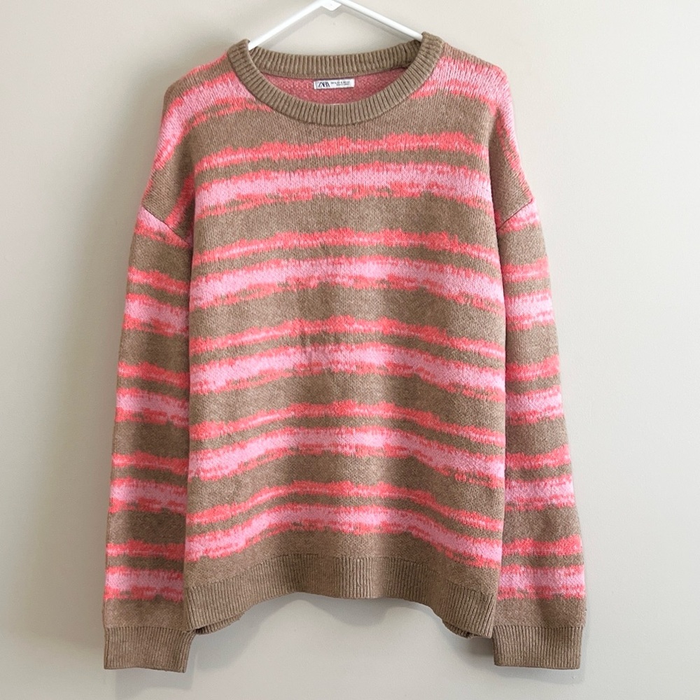 Zara Striped Crewneck Knit Sweater
